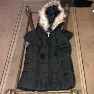 Black Vest with a Faux Fur Hoodie